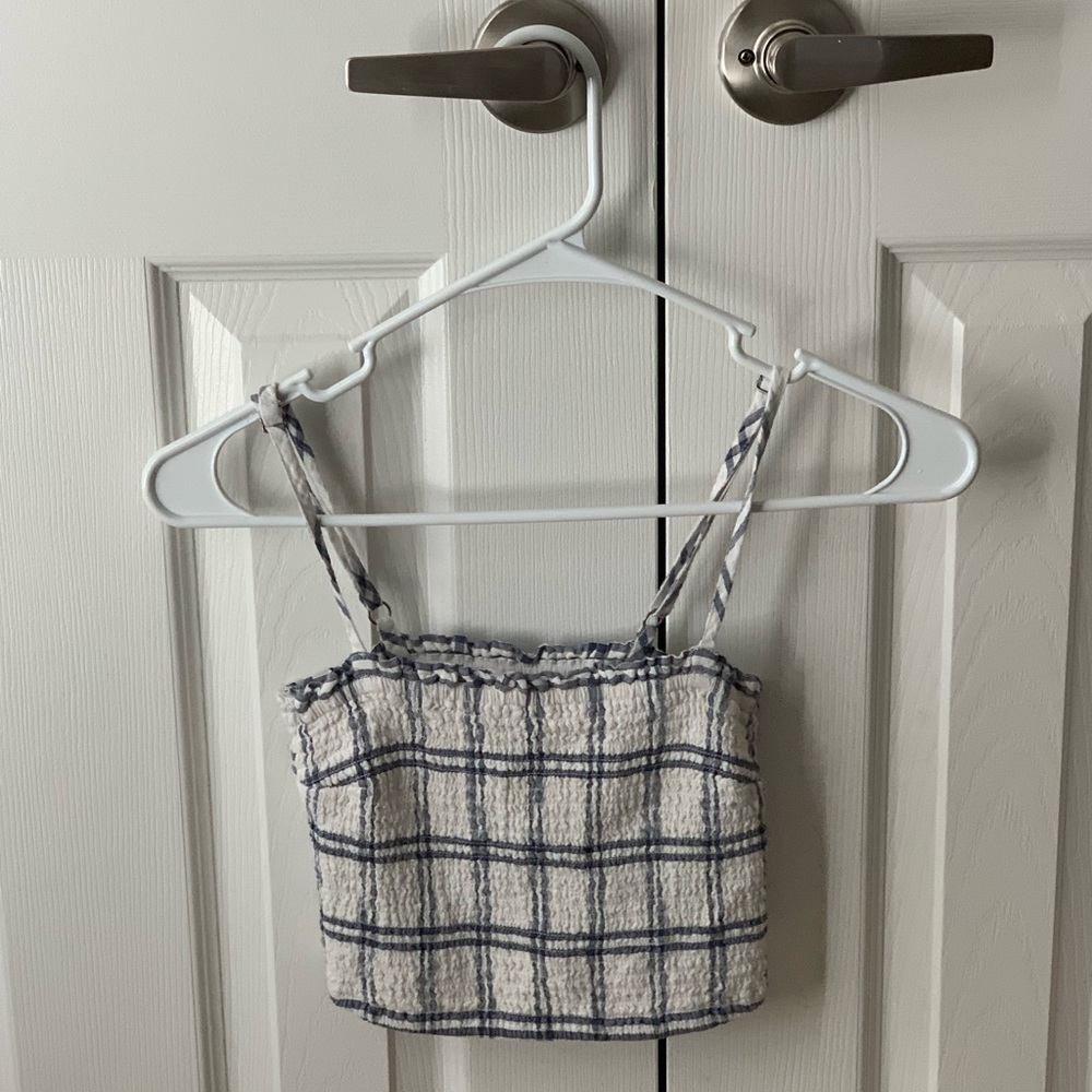 Navy blue and white crop top